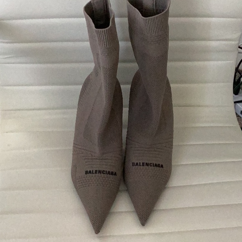 Balenciaga Knife 2.0 logo-appliquéd stretch-knit ankle boots